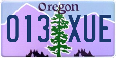 OR license plate 013XUE