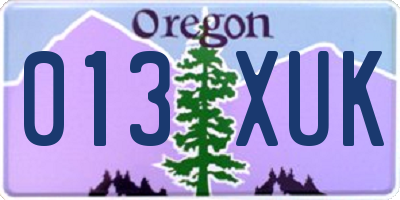 OR license plate 013XUK
