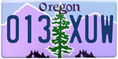OR license plate 013XUW