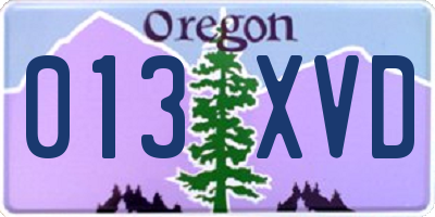 OR license plate 013XVD