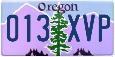 OR license plate 013XVP