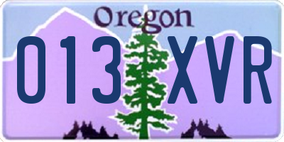 OR license plate 013XVR