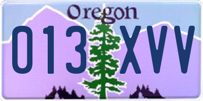 OR license plate 013XVV