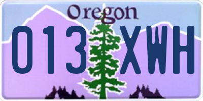 OR license plate 013XWH