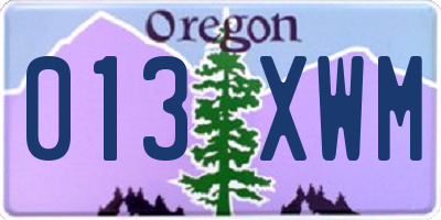 OR license plate 013XWM