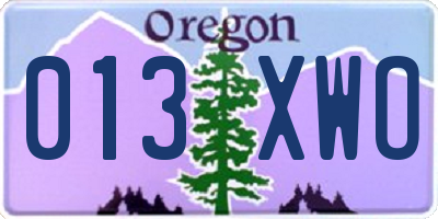 OR license plate 013XWO