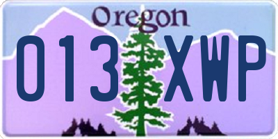 OR license plate 013XWP