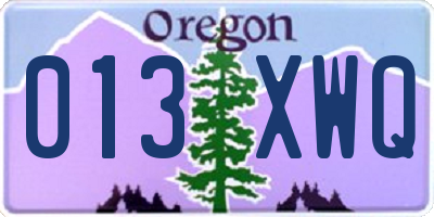 OR license plate 013XWQ