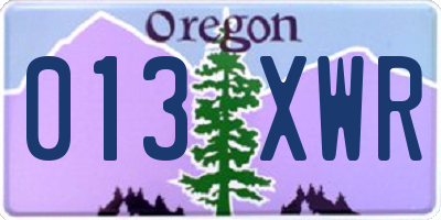 OR license plate 013XWR