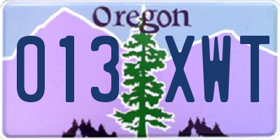 OR license plate 013XWT