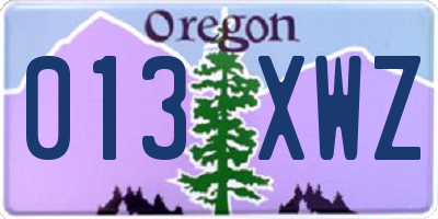 OR license plate 013XWZ