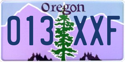 OR license plate 013XXF