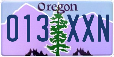 OR license plate 013XXN