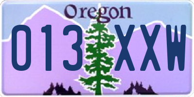 OR license plate 013XXW