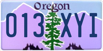 OR license plate 013XYI