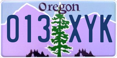 OR license plate 013XYK