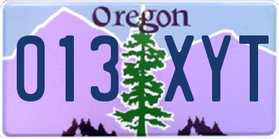 OR license plate 013XYT