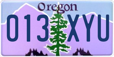 OR license plate 013XYU