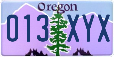 OR license plate 013XYX