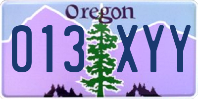 OR license plate 013XYY
