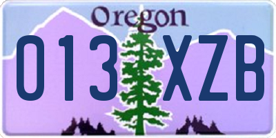 OR license plate 013XZB