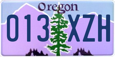 OR license plate 013XZH
