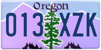 OR license plate 013XZK