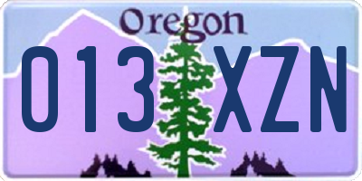 OR license plate 013XZN