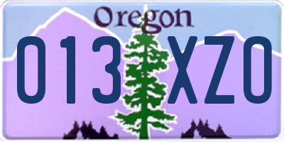 OR license plate 013XZO
