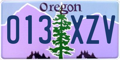 OR license plate 013XZV