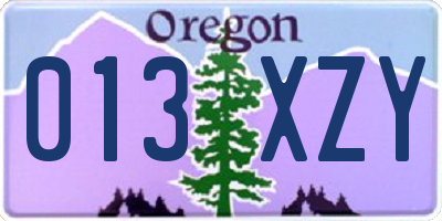 OR license plate 013XZY