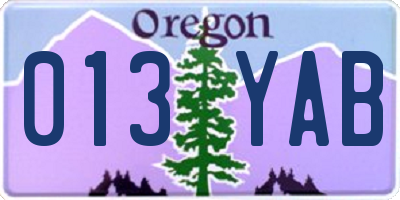 OR license plate 013YAB