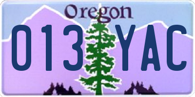 OR license plate 013YAC
