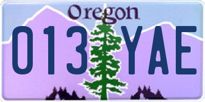 OR license plate 013YAE