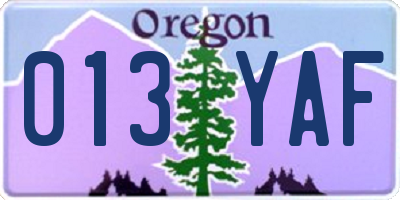 OR license plate 013YAF