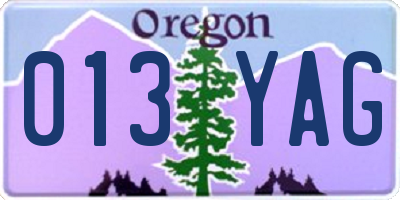 OR license plate 013YAG