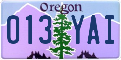 OR license plate 013YAI