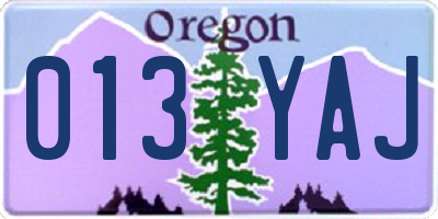 OR license plate 013YAJ