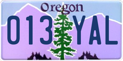 OR license plate 013YAL