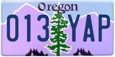 OR license plate 013YAP