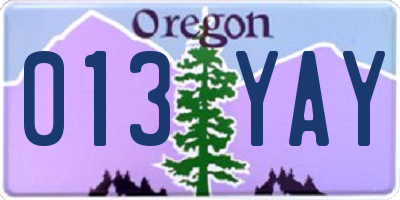 OR license plate 013YAY