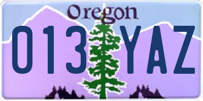OR license plate 013YAZ
