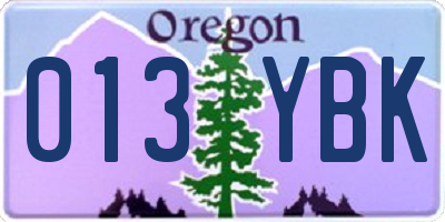 OR license plate 013YBK