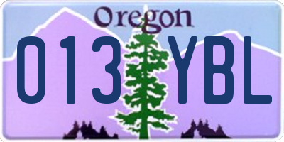 OR license plate 013YBL
