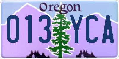 OR license plate 013YCA