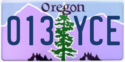 OR license plate 013YCE