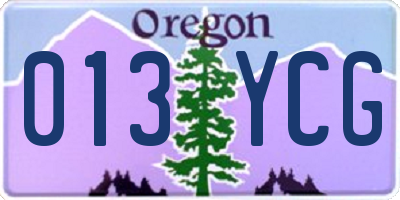 OR license plate 013YCG