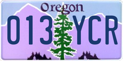 OR license plate 013YCR