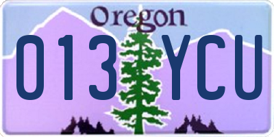 OR license plate 013YCU