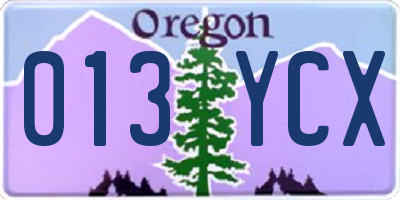 OR license plate 013YCX